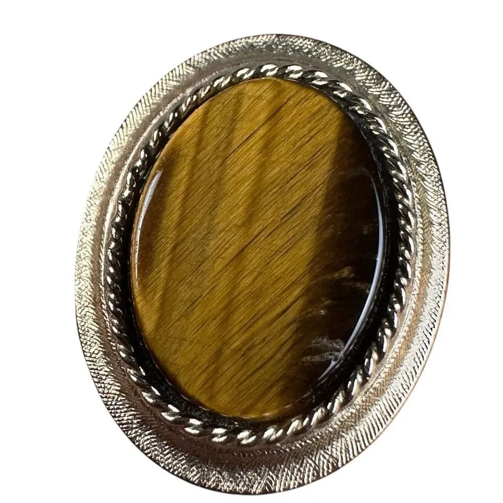 VTG Anson Pat Pend Golf Club Tee Ball Tigers Eye Stone Cufflinks‎ Gold Plated